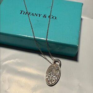 Tiffany & Co. Silver Floral Oval Necklace